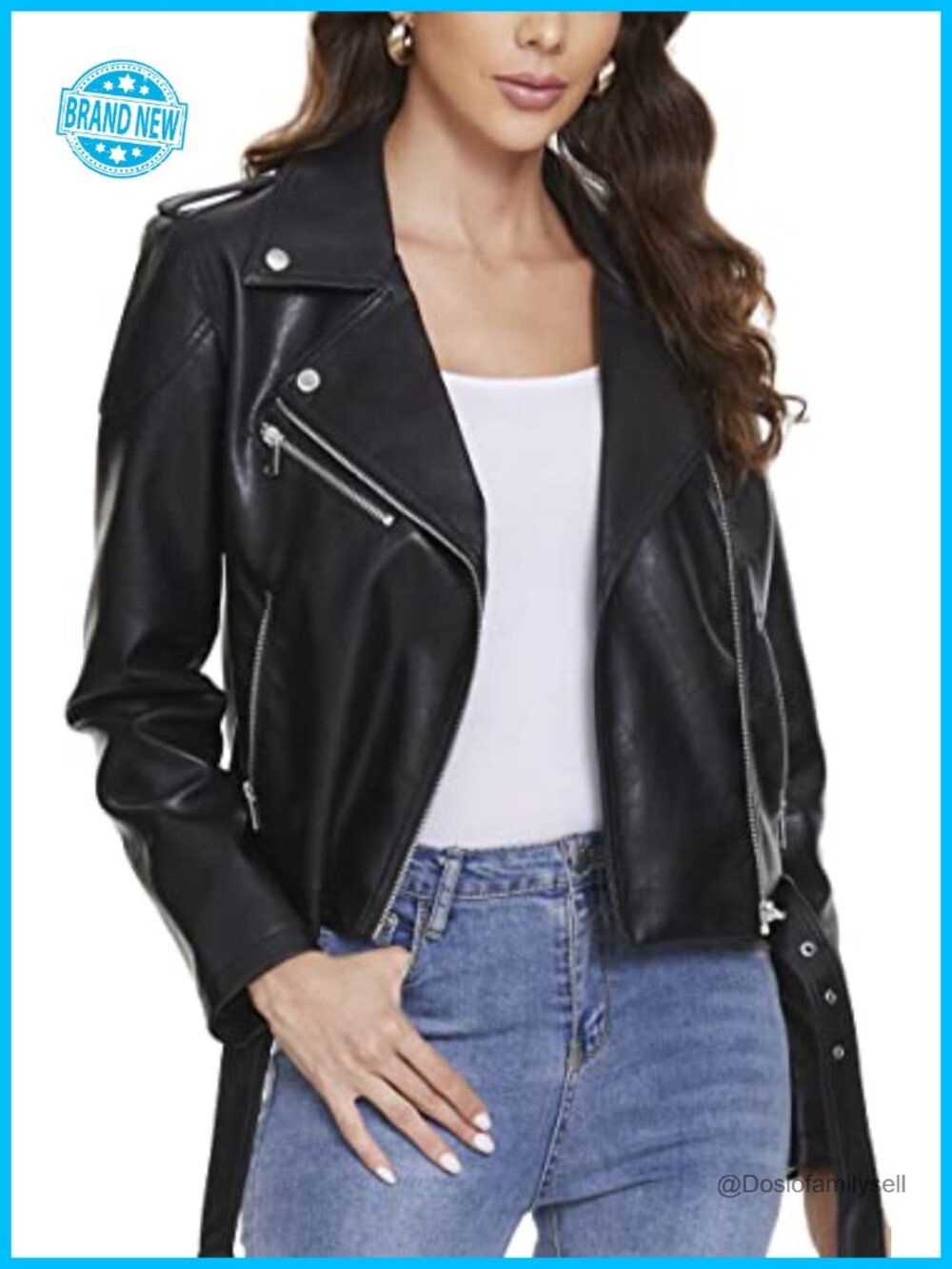 Faux Leather Motorcycle Jacket Slim Fit Moto Biker Coat